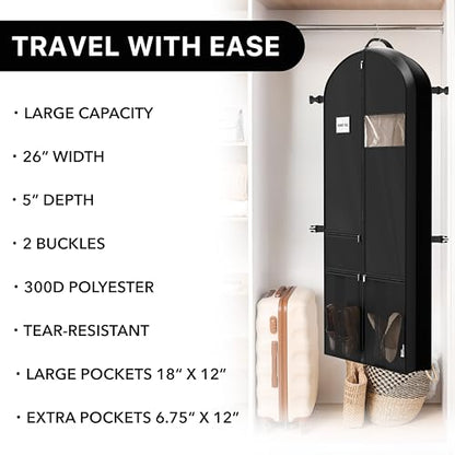 Simple Houseware 65" Travel Garment Bag with Pockets, Heavy Duty Suit Bag - size: 65-Inch Long w/ Pocket, Single
