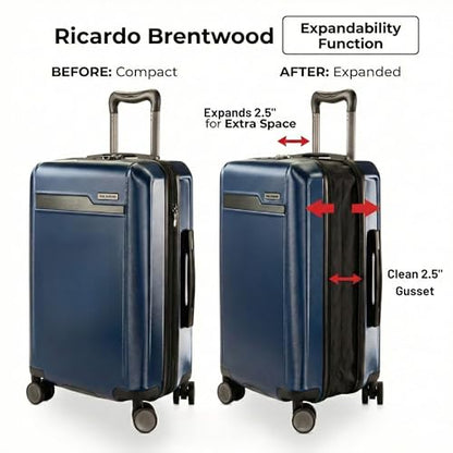 Ricardo Beverly Hills Brentwood Hardside Luggage Collection – Expandable Suitcases with Wheels and TSA Lock, 21" FastAccess Carry-on & 25" Medium Check-in, 2-Piece Set, Ocean Blue - color: Ocean Blue, size: 2-Piece Set (21" FastAccess & 25" Medium Check-i