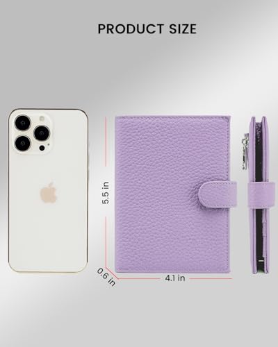 Karmiir RFID Passport Holder Travel Wallet for Women, Leather Passport Cover Wallet with Card Holders SIM Slots,Zippered Coins Pocket and Cash Slot Slim Compact Travel Wallet (Taro Purple) - color: Light Purple