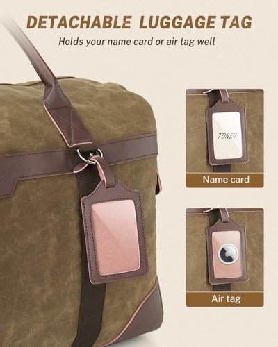 Gonex Waxed Canvas Duffle Bag, Waterproof 55L Travel Weekender Overnight - color: Coffee