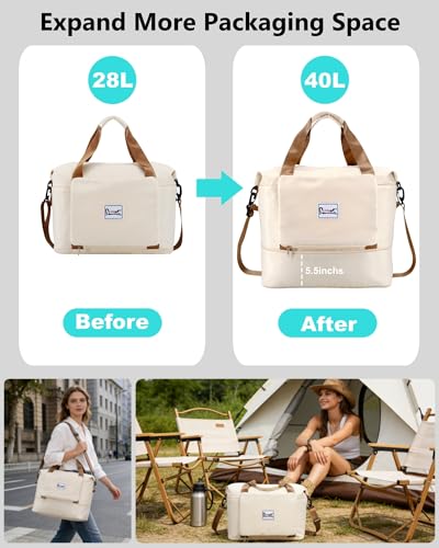 Foldable Travel Bag,Travel Duffle Bag,Foldable Duffle Bag for Travel - color: Beige
