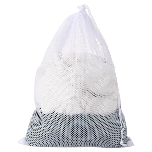 uxcell Mesh Laundry Bag 7.9x11.8" Large Drawstring Net Coarse Mesh, White - color: White, size: 7.9x11.8"