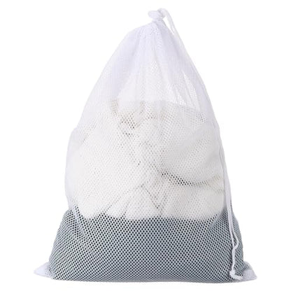 uxcell Mesh Laundry Bag 7.9x11.8" Large Drawstring Net Coarse Mesh, White - color: White, size: 7.9x11.8"
