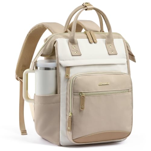 LOVEVOOK Laptop Backpack Women, 15.6 Inch Work Backpack - color: Beige-khaki, size: 15.6INCH