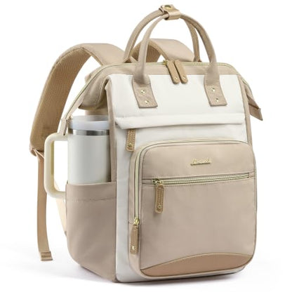 LOVEVOOK Laptop Backpack Women, 15.6 Inch Work Backpack - color: Beige-khaki, size: 15.6INCH