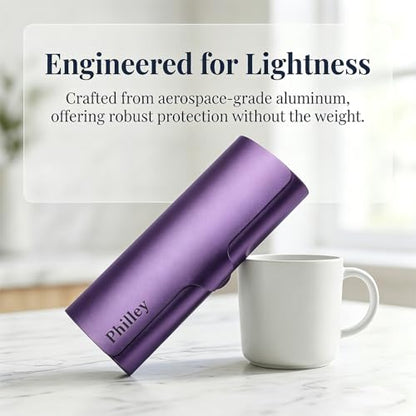 Philley Aluminum Ultra-Light Eyeglasses Slim Reading Glasses Case - color: Purple