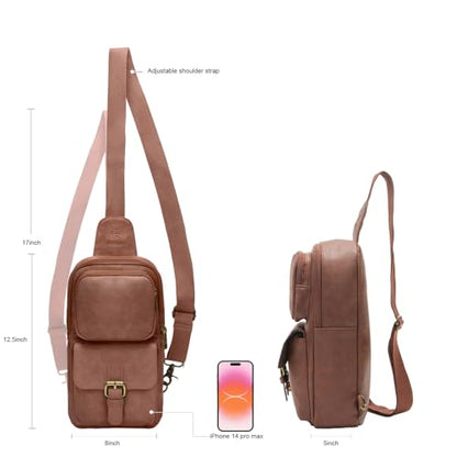 Sling Bag for Men and Women, Dark Brown - color: Dark Brown