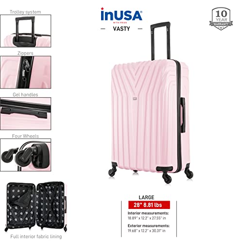 InUSA VASTY 28-Inch Large Hardside Spinner Luggage Lightweight Durable Pink - color: Pink, size: 28 Inch
