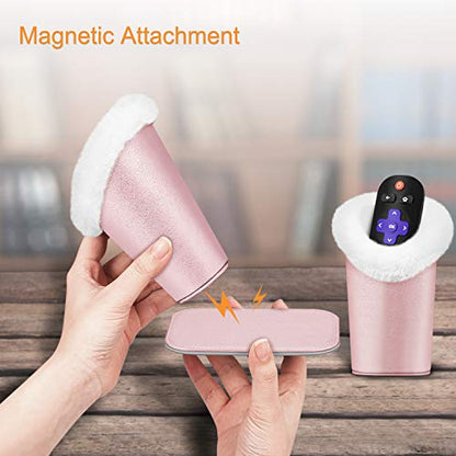 FINTIE Plush Lined Double Eyeglasses Holder with Magnetic Base for Desk - color: Rose Gold