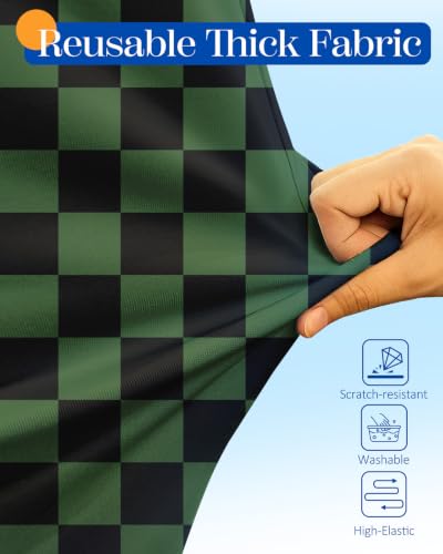 Slohif Dark Green Checkered Luggage Cover with Storage Pocket 24-27 inch - color: Dark Green Checkered, size: M-(24-27)Inch