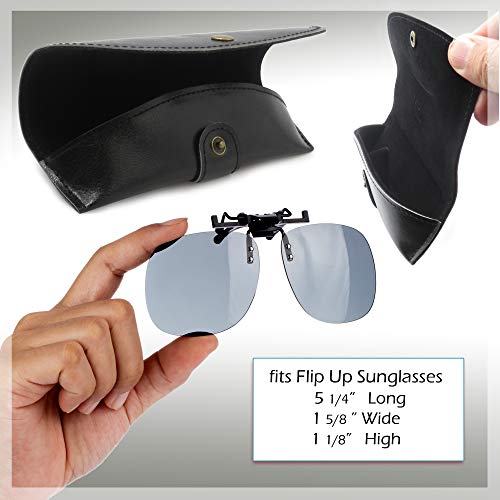 MyEyeglassCase Men Small Glasses case - Eyeglasses Hard Shell Holder Pouch & Cloth-Reading Slim & Narrow Case Heavy Duty - color: Z Black Leatherette