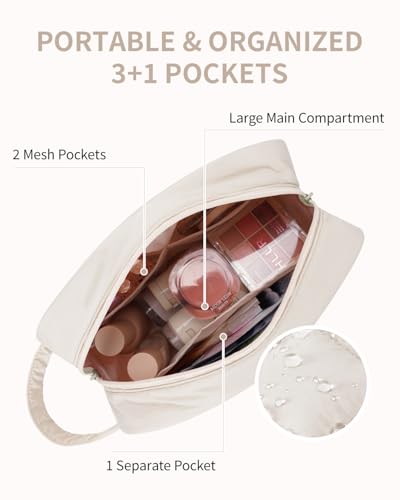 Narwey Quilted Travel Toiletry Bag for Women, Bathroom, Medicine Bag - color: Y-Beige