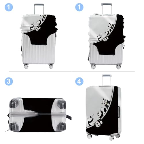 Pandas Luggage Cover Washable Suitcase Cover Protector Fit 20-22 Inch Luggage Durable Travel Bag Cover with Zipper Closure S - color: 4 pandas, size: S(20-22inch suitcase)