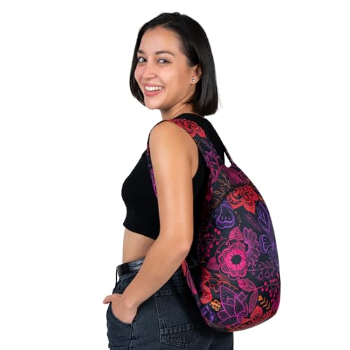 Nanobag Daypack 16L Ultralight Packable Foldable Travel Backpack for Hiking - color: Neon Flowers