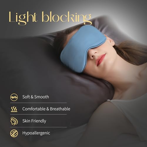 ZIMASILK Adjustable 100% 22 Momme Mulberry Silk Sleep Mask - color: Sky Blue