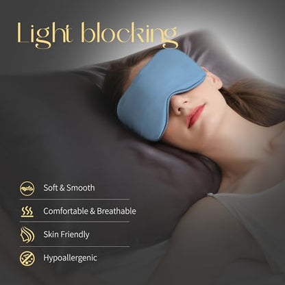 ZIMASILK Adjustable 100% 22 Momme Mulberry Silk Sleep Mask - color: Sky Blue