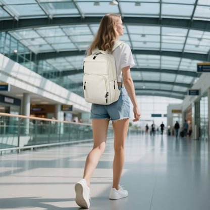 20L 15.6 Inch Laptop Backpack Anti Theft Flight Approved Beige - color: Beige