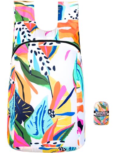 Nanobag Daypack 16L Ultralight Packable Foldable Travel Backpack for Hiking - color: Vivid Garden