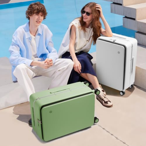 mixi 26 Inch Large Checked Luggage PC Hard Shell Suitcase Top Opening Aluminum Frame Travel Suitcases with Wheels, Avocado Green - color: Avocado Green, size: 26-inch