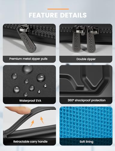 DOMISO 13.3 inch Laptop Sleeve with Handle Shockproof Computer Bag Waterproof EVA Protective Carrying Case for 13-13.3 inch Notebooks/13 MacBook Air/MacBook Pro Retina/Dell XPS 13/Samsung/HP, Black - color: Black, size: 13.3 inch