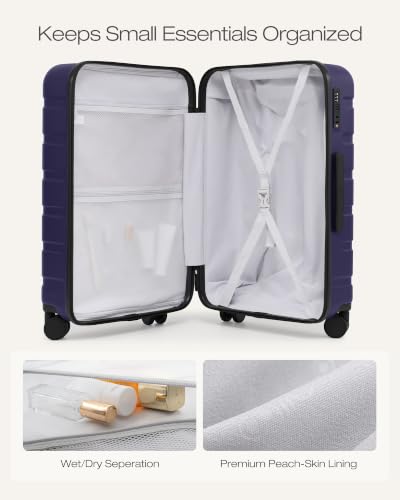 Coolife Luggage Set, Lightweight Durable Hardshell, 3 piece, Deep Purple - color: Deep Purple