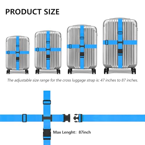 BILIONE Cross Luggage Straps and Luggage Tags Set (Blue)