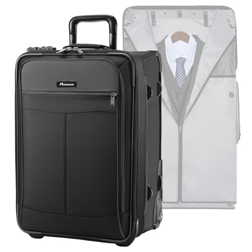 22 Inch Rolling Garment Bag with Wheels, TSA Lock for Travel - color: Jet Black
