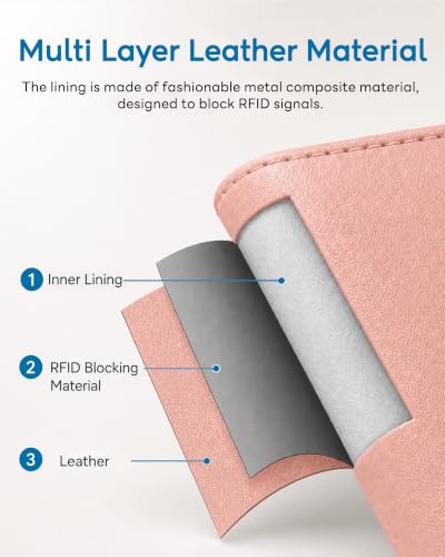 RFID Passport Holder with Tracker Slot, Leather Travel Wallet - color: Pink