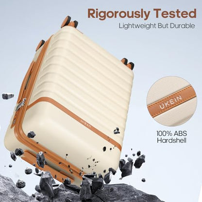 Luggage Sets 7 Piece,Hardside Large Checked Suitcase with Backpack Set - color: Beige, size: 7-Piece Sets