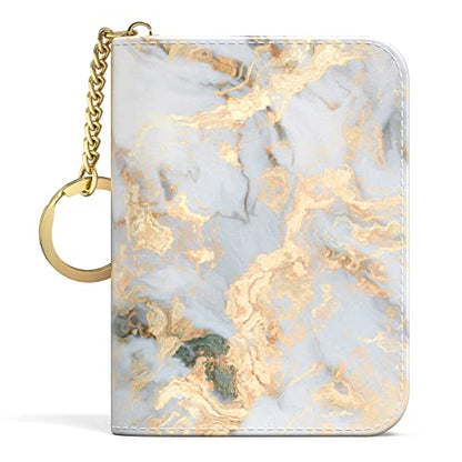 Credit Card Holder for Women, Small RFID Wallet Slim Leather Card Case - color: B-Grey Marble, size: Keychain