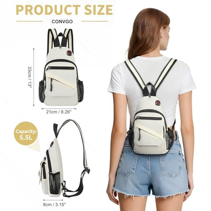 Sling Bag for Men Women,Convertible Crossbody Backpack Chest Bag - color: Beige, size: Small