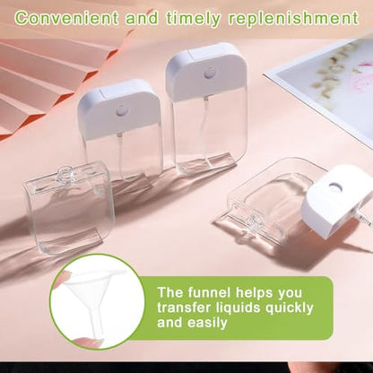 4 Pcs Portable Card Clear Spray Bottles 50ML Reusable Travel Mist Bottles with Fine Nano Spray Nozzle for essential oils,hair moisturizing water hand sanitizer,2 funnels are also given away (4)