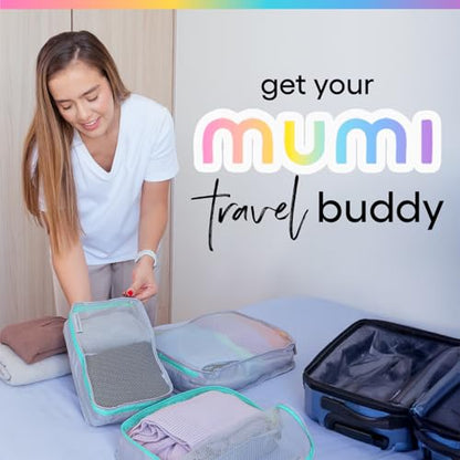 MUMI Packing Cubes Set of 5 - Mesh-Top Luggage Organizers, Black - color: black