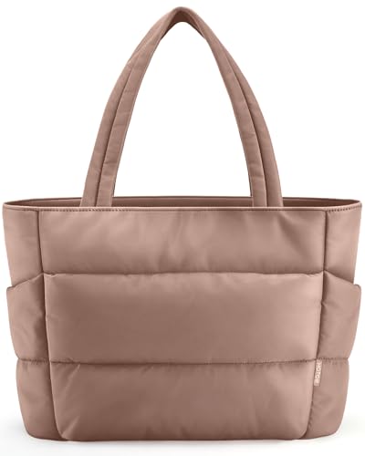 HOTOR Puffer Tote Bag for Women, Multi-Pocket, Zippered