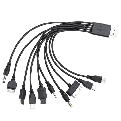 10 in 1 USB Cables - 20CM/7.87in Universal USB to Multi Plug Cell Phone Charger for Smartphones