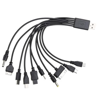 10 in 1 USB Cables - 20CM/7.87in Universal USB to Multi Plug Cell Phone Charger for Smartphones