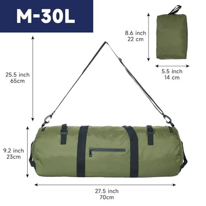 Arxus Duffle Bag 30L/50L/90L Long Travel Bag for Baseball Bat Tent Large - color: Green, size: 30L