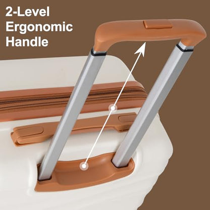 Romswi 76.2cm(30인치) 하드사이드 체크 수하물, 이중 스피너 휠이 있는 대형 체크 슈트케이스, TSA 잠금 장치가 있는 하드쉘 슈트케이스, YKK 지퍼, 긁힘 방지 화이트 - color: 화이트.