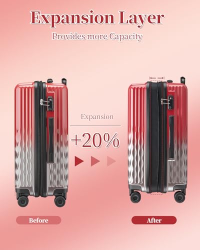 Luggage Sets 2 Piece Expandable Suitcases Set, 20/24Inch - color: GlossyRed, size: 2-piece(20"/24")