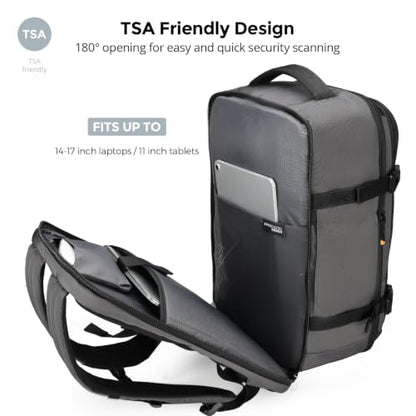 Swissdigital Design Travel Backpack 43l with USB Charging Port Laptop Backpack,TSA Friendly Flight Approved Carry-on Luggage Hand,Business Rucksack Fits 17 Inch Laptop Grey | SD1748-02 - color: Grey