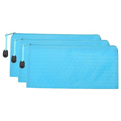 PATIKIL Waterproof Zipper File Bags, 3 Pack A6 Document Holders Pencil Pouch for Office, Light Blue - color: Light Blue, size: A6