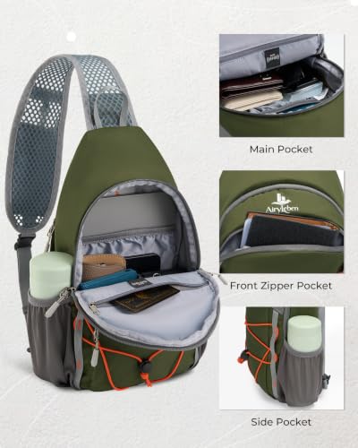 Packable Crossbody Sling Bag for Men Women RFID Lightweight Travel Daypack - color: Green