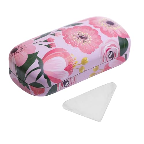 PERFECTSIGHT Sunglasses Case, Large Hard Shell Glasses Case, Cute PU Leather Protective Eyeglasses Case for Women Men - color: Pink Flower