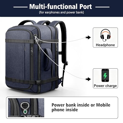 Travelability Carry On Backpack,Expandable 1-7 DAYS Roomy Travel Backpack - color: Blue, size: 18.4inch - 23.2"x14.9"x9.4"(+3.5")