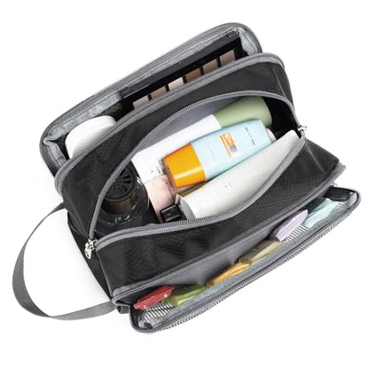 Yeiotsy Toiletry Bag - Travel Dopp Kit with Mesh Pockets, Compact Organizer for Gym, Camping, Hiking (Black) - color: Black