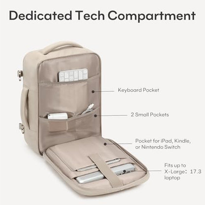 mibasies 30L Airline Approved Travel Carry On Backpack, fit 17" Laptop - color: Camel, size: X-Large