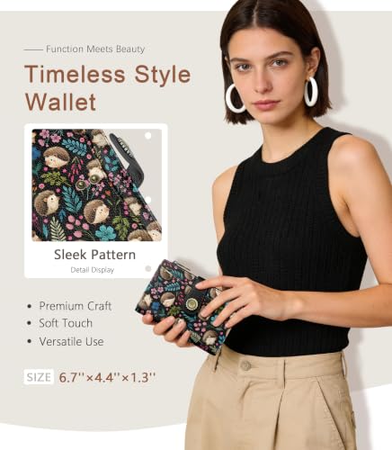 Hedgehog Wallet Women RFID Cute Passport Holder Credit Card Holder - color: Hedgehog