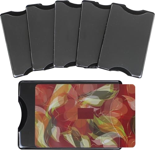 5 Pack RFID Blocking Sleeves Durable Transparent Plastic Credit Card Sleeve Protector Identity Theft Protection Secure Clear Card Holders (Black) - color: Black-5 Pcs