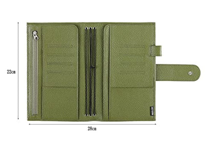 Moterm Companion Traveler's Notebook Cover - Upgraded Design with Back Pocket (Standard Size, Pebble-Olive) - color: Pebbled-olive, size: Standard