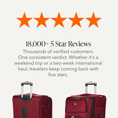 SwissGear Sion Softside Expandable Luggage – Medium Checked Suitcase with 360 Degree Wheels & Retractable Handle – 25 Inch, Perfect for 1-7 Night Trips – Burgundy - color: Burgundy, size: Checked-Medium 25-Inch